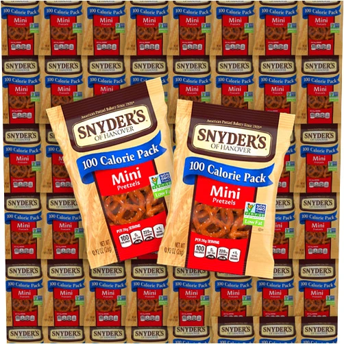 Bussin Boxes Bulk Mini Pretzels by Snyders, 100 Calorie Individual Packs, .9 oz. by Bussin Boxes (0.9 Ounce (Pack of 50)