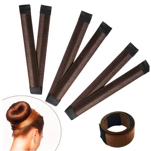 Generic Hair Bun Maker-Ultimate Hair Bun Accessories for Women&Kids-Sock Bun-French Twist Hair Tool-Hair Donut-Dance Competition Must Haves-Hairagami for Flawless Hairstyles-3-Pack Dark Brown