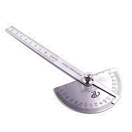 Atoplee Stainless Steel Protractor 0-180° Round Head Protractor - Angle Finder Craftsman Ruler Machinist Tool Ruler Adjustable Woodworking Angle Measure Tool