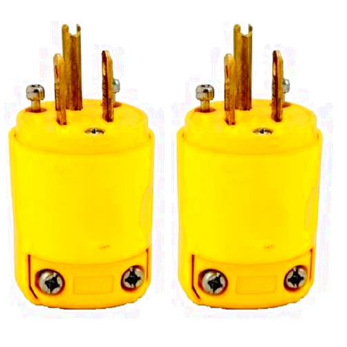 Leviton 515PV 15 Amp, 125 Volt, Grounding Plug, Yellow (Pack of 2)