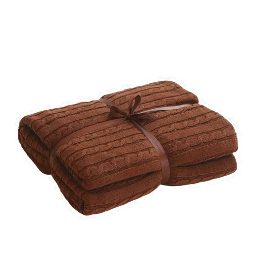 XFYJR Soft Thick Chunky Knitted Throw Blanket for Couch Chair Sofa Bed, Knitted Throw Blanket Stylish Handmade Blanket Soft Cozy Blanket (Color : Brown, Size : 110x180cm)