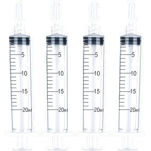 HiMo 20mL Luer Lock Syringe 4 Pack Large Plastic Syringes without Needle, for Liquid, Oral, Measurement, Dispensing, with Cap