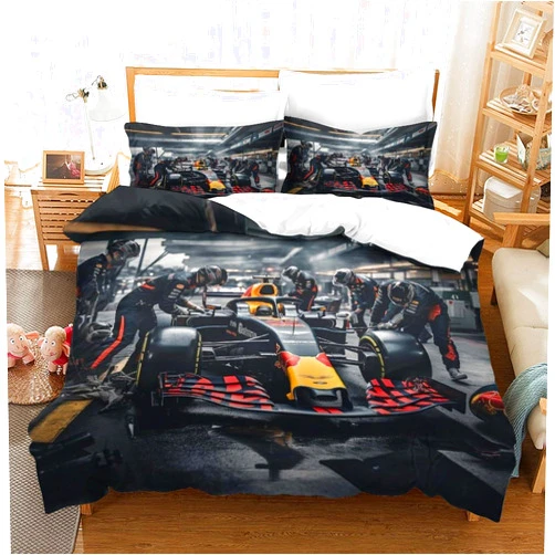 BUKISA Formula-Racing Racing Warmth Duvet Cover Set Hidden Zipper Quilt Cover Set with Pillowcases Bedding Set Soft Microfiber Contests Comforter Cover Various Sizes for Kids Adults Queens（228x228cm）