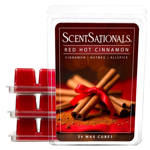 Scentsationals Wax Melts, Wax Cubes Strong Scent - Cozy Treats Collection Red Hot Cinnamon - Long Lasting Scented Wax Melts for Warmer, 10oz (24-Cubes)