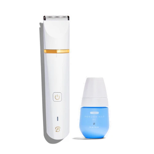 Bushbalm Nude Ingrown Oil (30 ml) for Ingrown Hair & Razor Bumps Prevention, and Francesca Trimmer Electric Shaver for Close Grooming and Pre-Wax Preparation