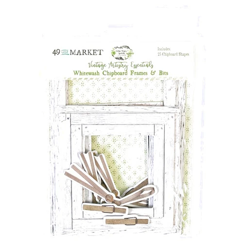 49 AND MARKET Whitewash Vintage Artistry Essentials Frames & Bits Set