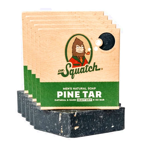 Dr. Squatch All Natural Bar Soap for Men with Heavy Grit, 5 Pack, Pine Tar