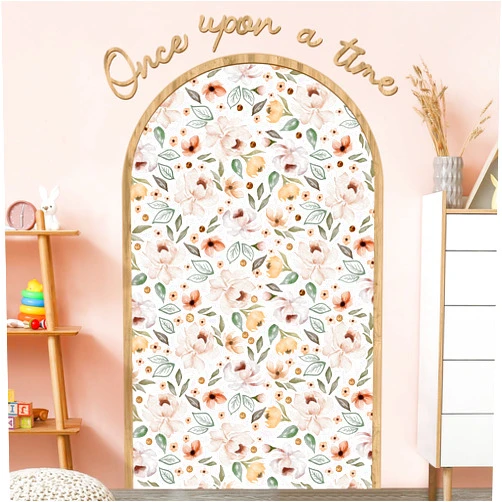 DoubleFill Flower Arch Wall Decals Floral Stickers Peel and Stick 60 x 35 Inch Once Upon a Time Boho Floral Arch Decals for Nursery Bedroom Living Room Classroom Playroom