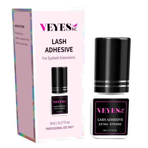 VEYES INC Eyelash Extension Glue - Extra Strong Professional Lash Glue 5ml | 1 Sec Drying time | Retention - 8 Weeks | Black Adhesive for Semi-Permanent Extensions Professional Use Only
