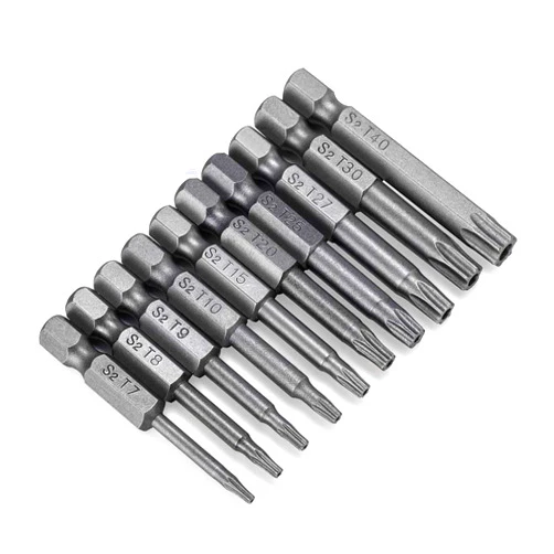 VAKOGAL 10PCS Torx Head Screwdriver Bit Set, VAKOGAL S2 Steel Magnetic Security Tamper Proof Star 6 Point Screw Driver Kit Tools, 1/4 Inch, Hex Shank T7-T40