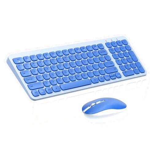 cimetech Wireless Keyboard Mouse Combo, Compact Full Size Wireless Keyboard and Mouse Set Less Noise Keys 2.4G Ultra-Thin Sleek Design for Windows, Computer, PC, Notebook, Laptop - Blue