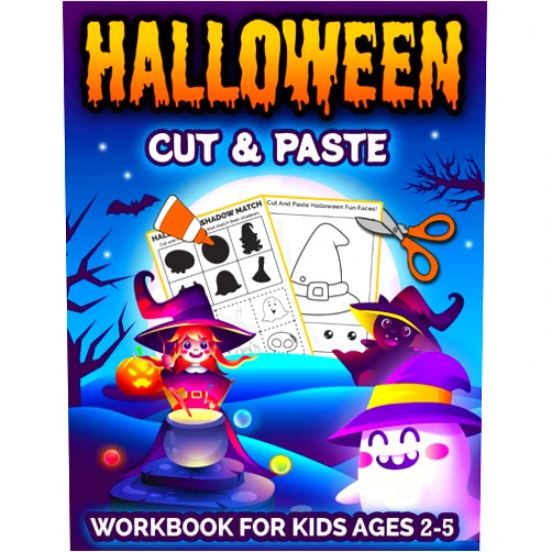 MezzyArt Designs Halloween Cut and Paste Workbook for Kids Ages 2-5: A Creative Activity Book and Great Gift Idea for Kids During Halloween - Featuring Interactive ... Witches, and Loads of Fun for Preschoolers!