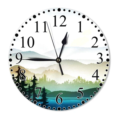 KEEPSUPER Nature Landscape Wall Clock Mountain and Lake Natures Hills, Tree in Rivers Clock 10 Inch Silent Non-Ticking Clocks Battery Operated for Home Living Laundry Room Kitchen Bedroom Office