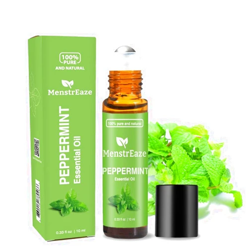 MenstrEaze Peppermint Essential Oil Roll On, Migraine & Headache Support, High Potency, Mentha Piperita, 100% Natural & Pure, Refreshing and Calming, Nausea Support, 10ml