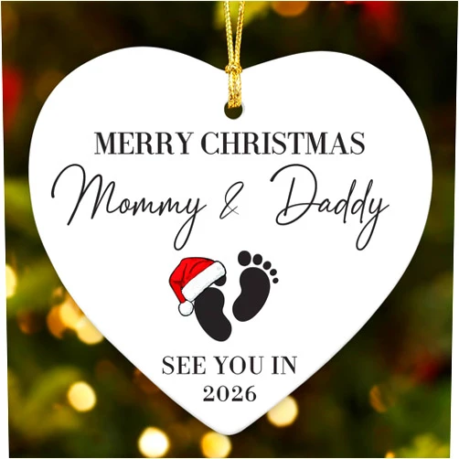 NewEleven Pregnancy Announcement Gifts for Husband Wife Family, Gender Reveal Gifts, Pregnancy Gift for Expecting Mom, for New Mom, New Dad, New Parents - Ornament