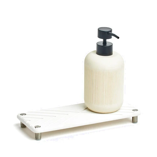 Zåz interiors ZAZ Instant Dry Sink Caddy, Kitchen Sponge Soap Holder Dispenser, Bathroom Countertop Fast Drying Stone (Snow White)