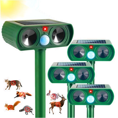 JahyElec 4 Pack Ultrasonic Animal Repeller Outdoor Cat Repellent Solar Deer Repellent Devices Waterproof, Motion Activated Animal Deterrent Devices to Scare Cat Squirrel Rabbit Raccoon Skunk for Yard Garden