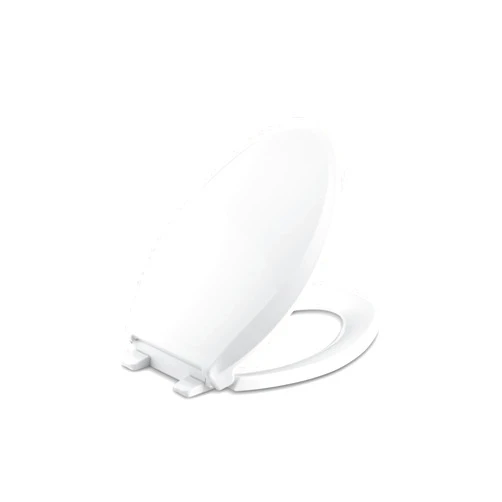 KOHLER K-4636-0 Cachet Elongated, Grip-Tight Bumpers, Quiet-Close Release Hinges, Quick-Attach Hardware, No Slam Toilet Seat, White