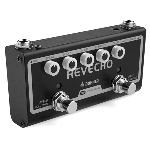 Donner Reverb Delay Pedal 2 in 1 Effects for Electric Guitar, Pedalboards, Revecho Pedal, 2 Modes with Tap Tempo Delay Guitar Effect Pedal