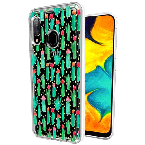 Topeiye Flowers Clear Slim Designed for Galaxy A20 Case, Galaxy A30 Case Shock-Absorption Floral Flexible Soft TPU Rubber Protective Cover for Samsung Galaxy A20/Galaxy A30 (Cactus)
