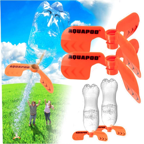Aquapod Screw on Curved Water Rocket Fins (2 pk) - Compatible with Any 2 Liter Bottles - Makes Bottle Spiral in Air- Fun STEM Toy & Accessory to Water Rocket Launcher - Kids Easter Basket Stuffer