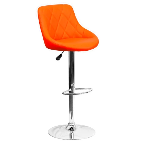 Flash Furniture Vinyl Adjustable Height Barstool, 1 Pack, Orange