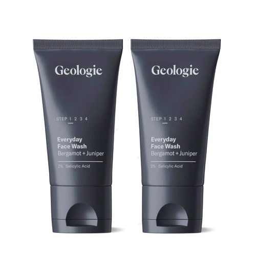 Geologie 2% Salicylic Acid Face Wash Bergamot + Juniper Scent | Facial Cleanser for Men & Women | Acne & Oil Control | Deep Cleansing & BHA Exfoliating Face Wash | 2-Pack