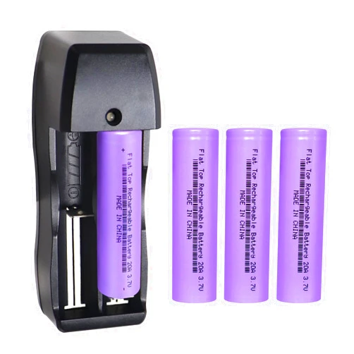 AODTOSIP 4 Pack 18650 Rechargeable Battery Set, 3000mAh 3.7V Flat Top Battery with 2-Slot Battery Charger for Headlamps, Electronic Device