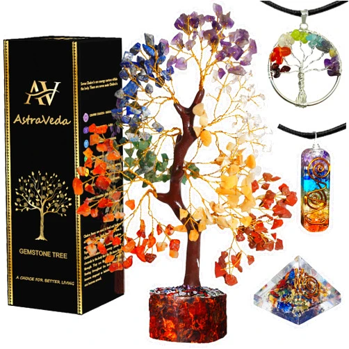 AstraVeda Crystal Tree, Tree of Life, 7 Chakra Tree, Feng Shui Tree, Healing Crystal, Gemstone Tree, Crystal Gifts, Healing Stones, Spiritual Gifts, Crystal Pyramid, Home Office Decor