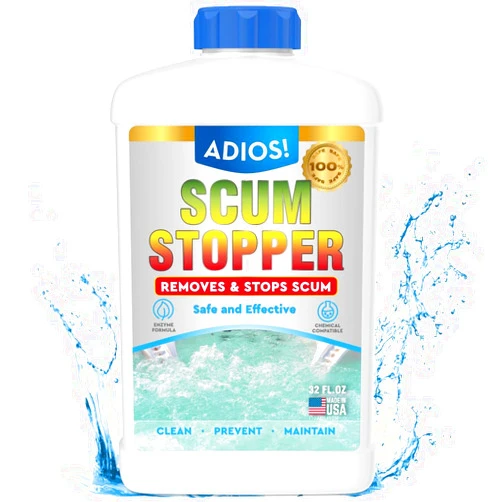 ADIOS! Hot Tub Scum Stopper – Remove Scum, Reduce Foam and Neutralize Odors from Spas and Hot Tubs, 32 oz (Quart)