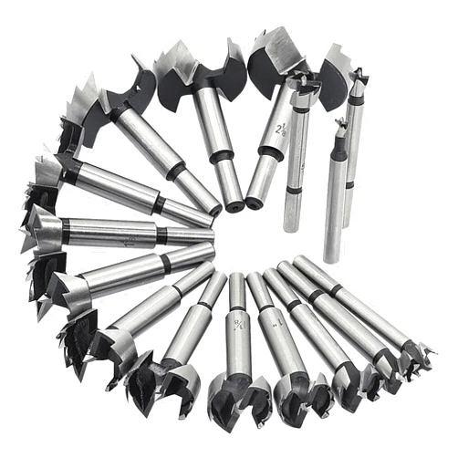GMTOOLS Forstner Bit Set, 16PCS Forstner Drill Bits for Wood, Carbide Forstner Bit for Woodworking, Auger Opener Round Shank Drilling Cutting Tool for Hardwood, Softwood, Plastic, Plywood