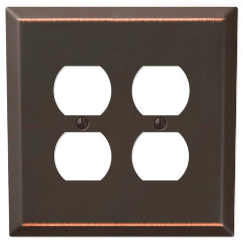 Amerelle 463DDDB Oversized Wallplate, 2 Duplex, Steel, Aged Bronze, 1-Pack