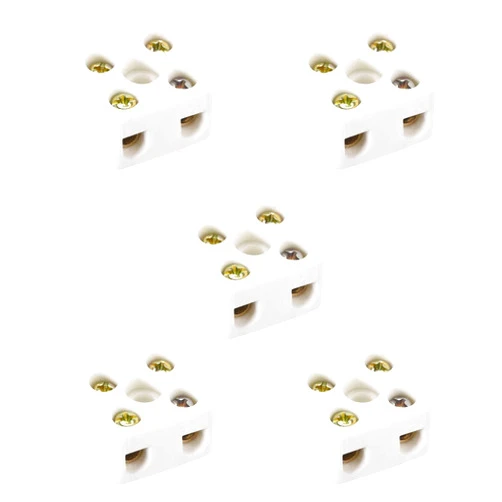 uxcell 2 Way Ceramics Terminal Blocks High Temp Porcelain Ceramic Connectors 21.5x19.5x14.2mm for Electrical Wire Cable 5 Pcs