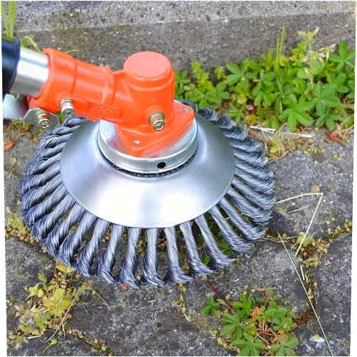 Auhafaly Boomway 150mm / 6 Inch Steel Wire Trimmer Head Round Steel Wire Brush Grass Brush Cutter String Trimmer Replacement for Garden Brick Road Pavement Joints Moss Rust Removal
