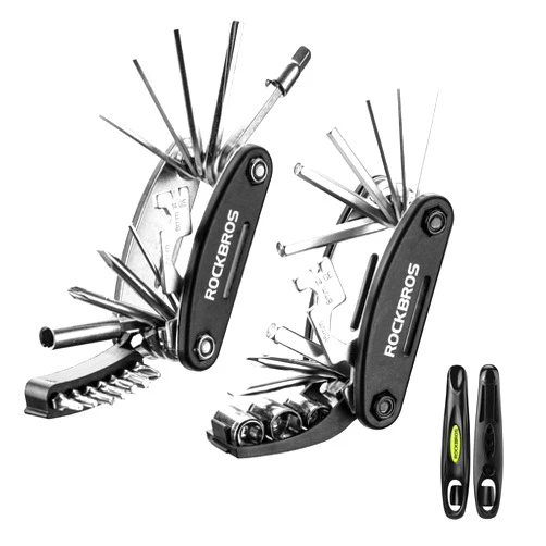 ROCKBROS Bike Repair Kits 16 In 1 Multi-Function Bike Tool Kits Portable Foldable Bike Multitool Cycling Tool Kit Bike Tool Allen Wrench Tire Levers