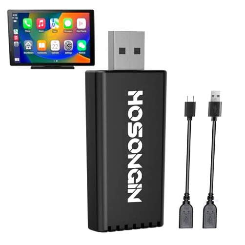 HOSONGIN Wireless CarPlay Adapter Fast and Easy Use Fit for Factory Wired CarPlay 2024 Upgrade Dongle for Fits Cars from 2015, iOS 10+