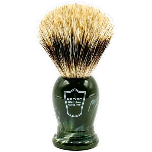 Parker Safety Razor Parker King Size Pure Badger Bristle Shaving Brush – Brush Stand Included - Overszied 24mm 3-Band-Badger Brush Knot - Generates a Giant Lather