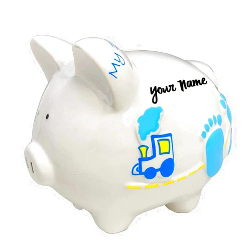 Knextion, Inc Personalized Baby Boy My First Coin Bank - Little Piggy Money Bank with Custom Name