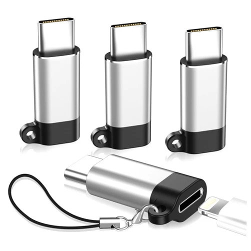 PITCHESSY 4 Pack,Lightning Female to USB C Male Adapter for iPhone 15/15 Pro/15 Pro Max/15 Plus/iPad Air/Samsung/Type C Charger Converter Cable Support Charging&Data Transfer,Not for Audio/OTG,Rack Adapters