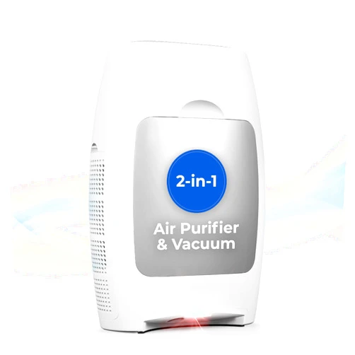 EYE-VAC EyeVac Air 2-in-1 HEPA Air Purifier & Touchless Vacuum Automatic Dustpan - Ultra Fast & Powerful - Covers 600 Sq ft - Corded Canister Vacuum, Bagless, Automatic Sensors, 1000 Watt (White/Silver)