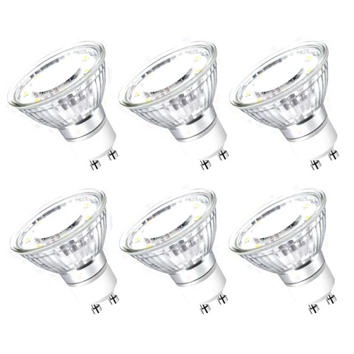 Lepro LE GU10 LED Light Bulbs Non-Dimmable, 5000K Daylight White GU10 Bulb Replacement for Recessed Track Lighting, 4W LED Bulbs with 100°Flood Beam for Kitchen, Range Hood, Living Room, Bedroom, 6 Pack