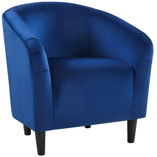 Yaheetech Velvet Club Chair, Modern Tufted Accent Chair with Armrest, Upholstered Barrel Chair with Solid Legs for Living Room/Bedroom/Study/Waiting Room, Navy Blue