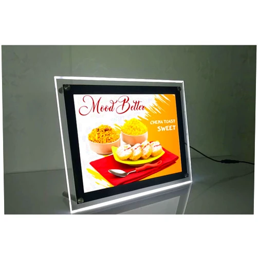 HKSIGN A4 Crystal LED Backlit Picture Photo Frame Display Lighting Box Sign for Home Business Office Wall Poster Lights