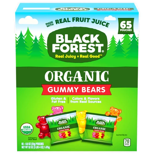 Black Forest Organic Gummy Bears Candy, 0.8 Ounce Pouches (65 Count)