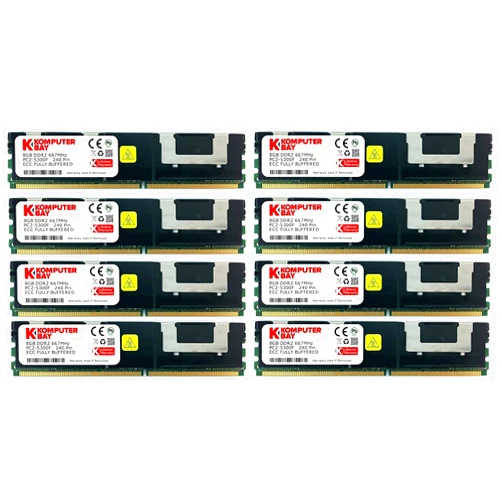 KOMPUTERBAY 64GB Kit (8x8GB) Fully Buffered DDR2 Server Ram/Memory PC2-5300 667MHz DDR2 DIMM ECC (Fully Buffered) FBDIMM 240 Pin 1.8V