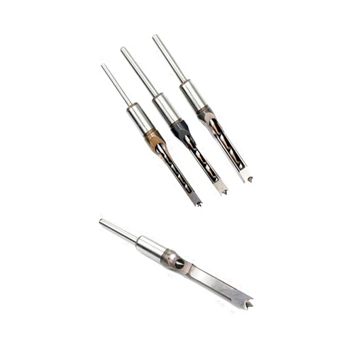 CREAP 4Pcs HSS Twist Drill Bits Square Auger Mortising Chisel Drill Set Square Hole Woodworking Drill Tools Kit Set Extended Saw