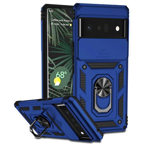 Cyberland Armor Case Compatible with Google Pixel 6 Pro Case, [Built in Kickstand & Camera Lens Protector] Shockproof Back Bumper Hybrid Cover Phone Case for Google Pixel 6 Pro (Blue)