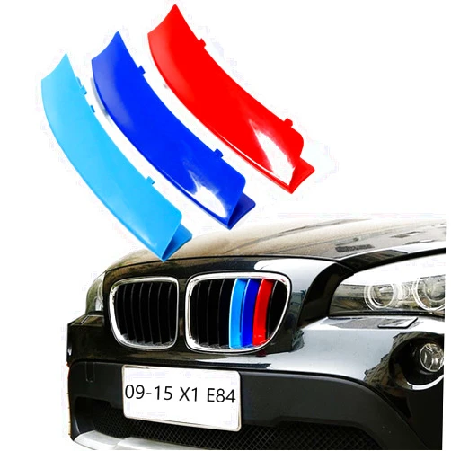 Lanyun Compatible with bmw X1 E84 2009-2015 accessories Color Grill Stripes Trims with 7 Beam Kidney Grille