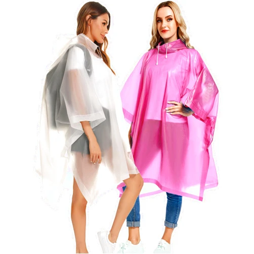 Borogo 2 Pack Rain Ponchos for Adults Reusable - Raincoats Survival Emergency Heavy Duty Rain Coat with Drawstring Hood