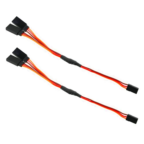 E-outstanding Servo Y Extension Cable 2PCS 150mm 22AWG 60 Cores JR Style Servo Receiver Y Extension Lead Wire Servo Y Harness Connectors Cord for RC Futaba Car Airplane